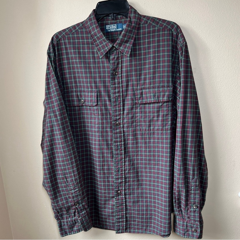 Polo Ralph Lauren Vintage Men’s Plaid Long Sleeve Button Up Dress Shirt Size XL